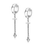 Korean version men's and women's steel color black earrings stainless steel ear clips cross ear studs factory direct sales - Image 5