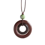 Old Dream Simple Fashion Mori Wood Circle Long Necklace for Women - Image 5