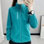 Autumn and winter fleece jacket women's fleece fleece padded stand up collar cardigan outdoor sports thermal sweatshirt top - Image 4