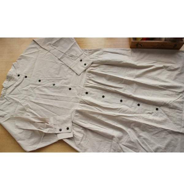 Foreign Trade Day Single Spring and Autumn Simple Literary and Art Mori Pure Cotton Long-sleeved Dress Beige Thin Cotton Long Dress