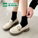 Mulinsen loafers women's 2023 new spring commuting soft bottom Japanese single shoes flat bottom British style small leather shoes women - Image 3