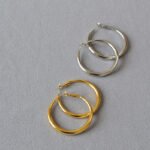 Hong Kong style ring earrings plain circle 925 silver needle temperament commuting versatility high-end earrings women's oversize earrings