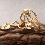 Antique silver gothic skull bracelet vintage vacuum electroplating diamond-encrusted skull skeleton stainless steel men's bracelet - Image 4