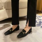 One-leg loafers women's soft-soled work flat shoes not tired feet small leather shoes women's spring and winter commuting women's shoes