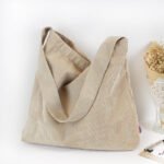 Japanese student canvas bag shoulder portable canvas bag green bag literary female solid color cotton and linen corduroy cloth bag