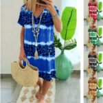 2022 summer new wish Amazon women's dress women's sexy leopard print casual midi skirt women