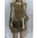 Lazy style patchwork long-sleeved T-shirt - Image 3