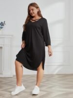 Women's fashion casual loose fitting long sleeved oversized dress - Image 2