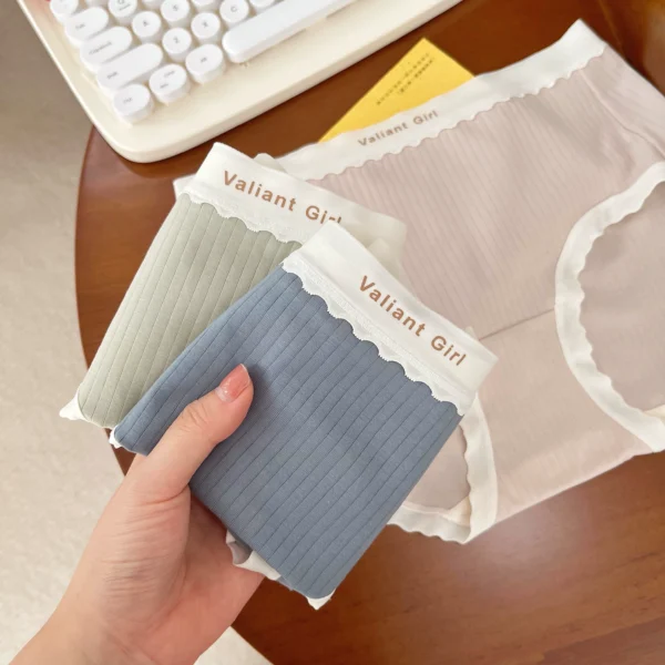 Cotton Breathable Comfortable Simple Briefs Letter Belt Contrasting Color Hip Less Ladies Underwear Rib Seamless Naked