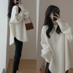 Top with shark pants autumn winter 2025 new cover *** mid-length white inner sweatshirt undershirt women's wear