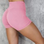 New European and American sexy shorts high waist slim solid color hip-lifting folds tummy-tight running yoga pants spot - Image 4