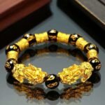 Vietnamese sand gold Pixiu bracelet for men and women imitation 3D hard gold 99 obsidian pichu Buddha bead jewelry for a long time to fade jewelry - Image 2