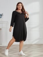 Women's fashion casual loose fitting long sleeved oversized dress - Image 4