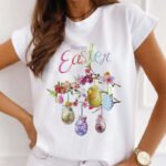 Easter T-shirt women's European size Easter short-sleeved spot tops rabbit print tops European and American plus size women - Image 2