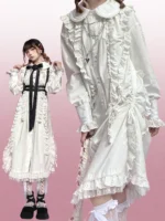 Palace style loose white shirt dress