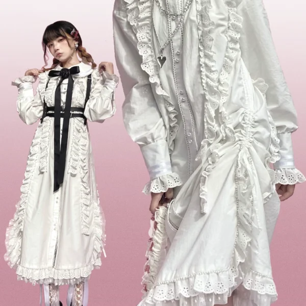 Palace style loose white shirt dress