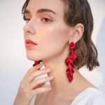 European and American rose petal long tassel earrings fashion ins elegant Internet celebrity temperament high-end environmental protection earrings women - Image 2