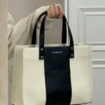 2022 New Simple Japanese Black and White Tote Bag Canvas Large Capacity Student Commuting Shoulder Messenger Bag - Image 2