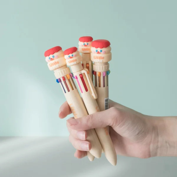 Cute multi-touch color ball-point pen press-type 10-color 6-color ball-point pen cartoon cute multi-color pen students use the exam to draw the key oil pen to take notes special multi-color pen in one ballpoint pen