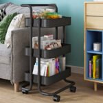 Mobile Nordic trolley kitchen shelf simple bookshelf floor-to-ceiling multi-storey bedroom punch-free snack storage rack - Image 4