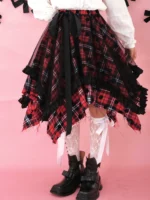 Irregular plaid design feeling skirt - Image 5