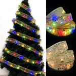 Christmas Ribbon LED Light String Christmas Decorations Christmas Tree Decoration Pendant Gift Bronzing Double Ribbon - Image 2