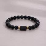 Cross-border Amazon New 6 8 10MM Tourmaline Natural Obsidian Beaded Bracelet Men's and Women's Jewelry Wholesale - Image 4