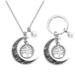 European and American foreign trade jewelry Bohemian style hollow moon tree of life wishing tree pearl pendant necklace