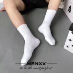 Autumn solid color versatile black and white men's and women's sports high stockings simple cotton soft men's socks Zhuji hosiery wholesale - Image 3