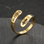 European and American ring women's design double letter ring blessed open ring stainless steel ring index finger ring - Image 2