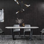 Italian-style slate dining table and chair combination light luxury modern minimalist small apartment 6-person household rectangular slate dining table and chairs - Image 2