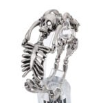 Antique silver gothic skull bracelet vintage vacuum electroplating diamond-encrusted skull skeleton stainless steel men's bracelet - Image 5