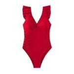 2023 New European and American Beach Swimwear Amazon Solid Color Flying Tight Fit One-Piece Bikini Swimsuit - Image 5