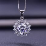 Pendant Female Moissanite Pendant D Color FL Clarity Moissanite Necklace Moissanite Sunflower Pendant - Image 2
