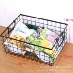 Simple wrought iron grid storage rack multifunctional metal storage basket desktop storage basket living room bathroom storage basket - Image 3