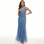 Large size European version sequined evening dress light luxury banquet dress embroidered mesh gauze slim mermaid skirt women's spot - Image 9