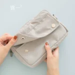 Jinyi stationery double hidden buckle large-capacity pencil bag storage bag simple multi-functional creative high school students net red cute male and female college students ins stationery bag pencil bag girl hand account bag - Image 4