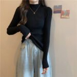 Semi-high neck long sleeve knitwear women's sweater early fall new underwear base layer this year popular beautiful tops - Image 4