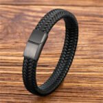 Cross-border hot selling bracelets, stainless steel, leather, leather bracelets, retro braided titanium steel bracelets, factory direct sales