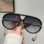 2025 cross-border new double beam with steel beads fashion sunglasses European and American personality toad glasses unisex sunglasses - Image 2