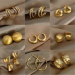 925 silver needle retro geometric metal earrings women's niche temperament premium stud earrings explosive and versatile earrings wholesale