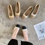 Su Yinyin's same style as Miss Daisy~French color matching square toe flat commuting shoes for women
