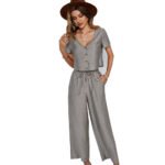 Designer Women's European Station Amazon Wide Leg Pants Suit 2022 Summer Short Top Casual Vacation Style Women's Clothing - Image 5