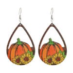 Autumn Thanksgiving Pumpkin Earrings Colorful Maple Leaf Sun Flower Pumpkin Coffee Cup Hollow Water Drops Fungus Earrings - Image 5