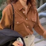 Spot 22 autumn new Korean Dongdaemun retro simple niche all-match retro commuter solid color high-end shirt - Image 4
