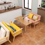 Nordic Japanese-style simple combination small apartment solid wood rental house modern economical clothing store double sofa table and chairs - Image 4