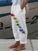 2022 new trousers casual beltless loose cotton wide leg pants - Image 4