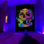 Amazon Black Light Skull Tapestry Ultraviolet Active Psychedelic Neon Tapestry Tree of Life Luminous Party Background - Image 2