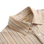 OREETA men's clothing?2022 summer Japanese fresh color matching striped lapel loose five-point sleeve shirt short-sleeved men - Image 4