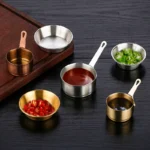 Stainless steel seasoning dish small dish flavor dipping sauce Japanese ceramic cooking dipping sauce sauce cup steak sauce dish with handle - Image 2